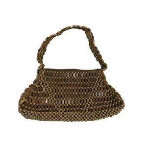 Vintage Boho Wood Bead Shoulder Bag